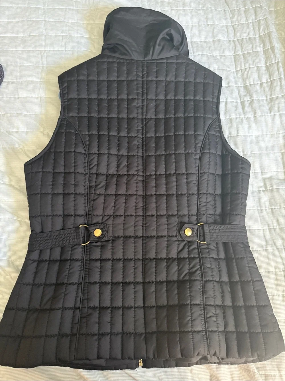 Avenue Quilted Black Vest with Gold Hardware